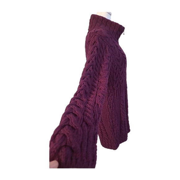 Kilronan Knitwear Ireland Merino Wool  Zip High Neck Maroon Sweater Sz S  NWOT - Picture 7 of 14